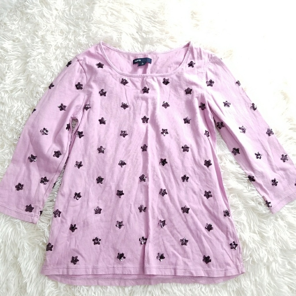 GAP girls long sleeve tee Sz XL sequin Cotton